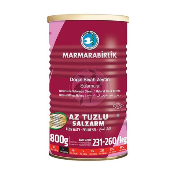 Marmarabirlik Schwarze Oliven L (salzarm) 800g